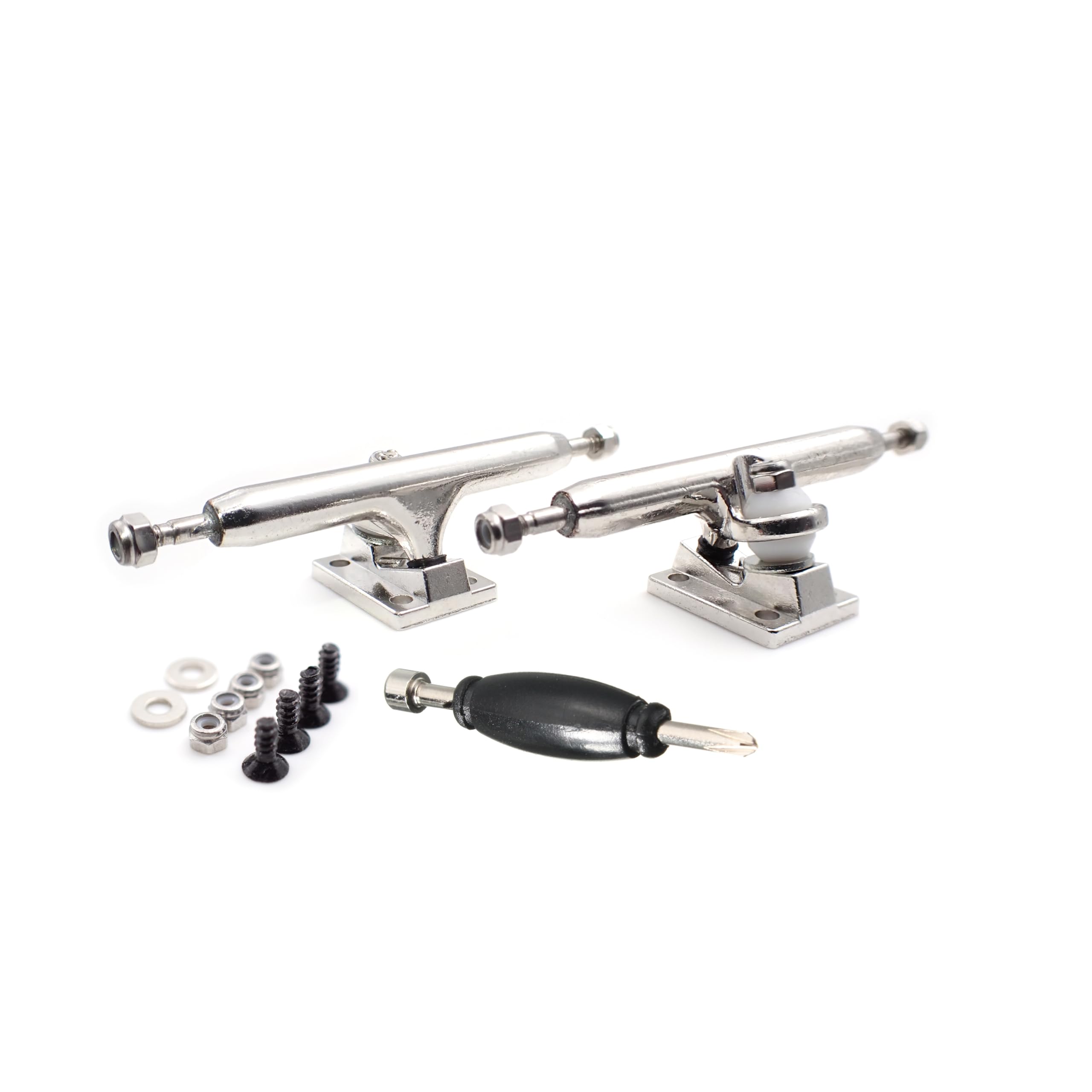 SPITBOARDS® 36 mm Fingerboard Pro Trucks by, Real Lock Nuts, Rubber Urethane Bushings, Optimised Hanger, Width 36 mm, for Fingerboard Tuning and Assembling (Silver) — image 1