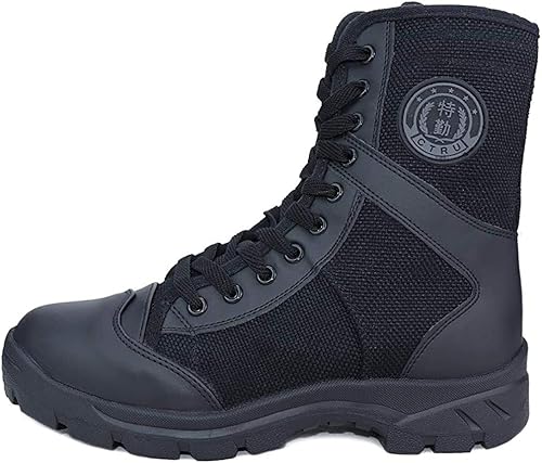 Stivali Tattici Pelle Nylon Stivali Da Combattimento In Pella Nera - Foto 9