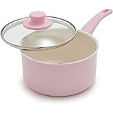 GreenLife 2.5QT Nonstick Saucepan with Glass Lid, Soft Grip, PFAS-Free Ceramic, Multipurpose Chef Pan, Milk & Sauce Cooking Pot, Dishwasher & Oven Safe to 350˚F, Stay-Cool Handle, Pink