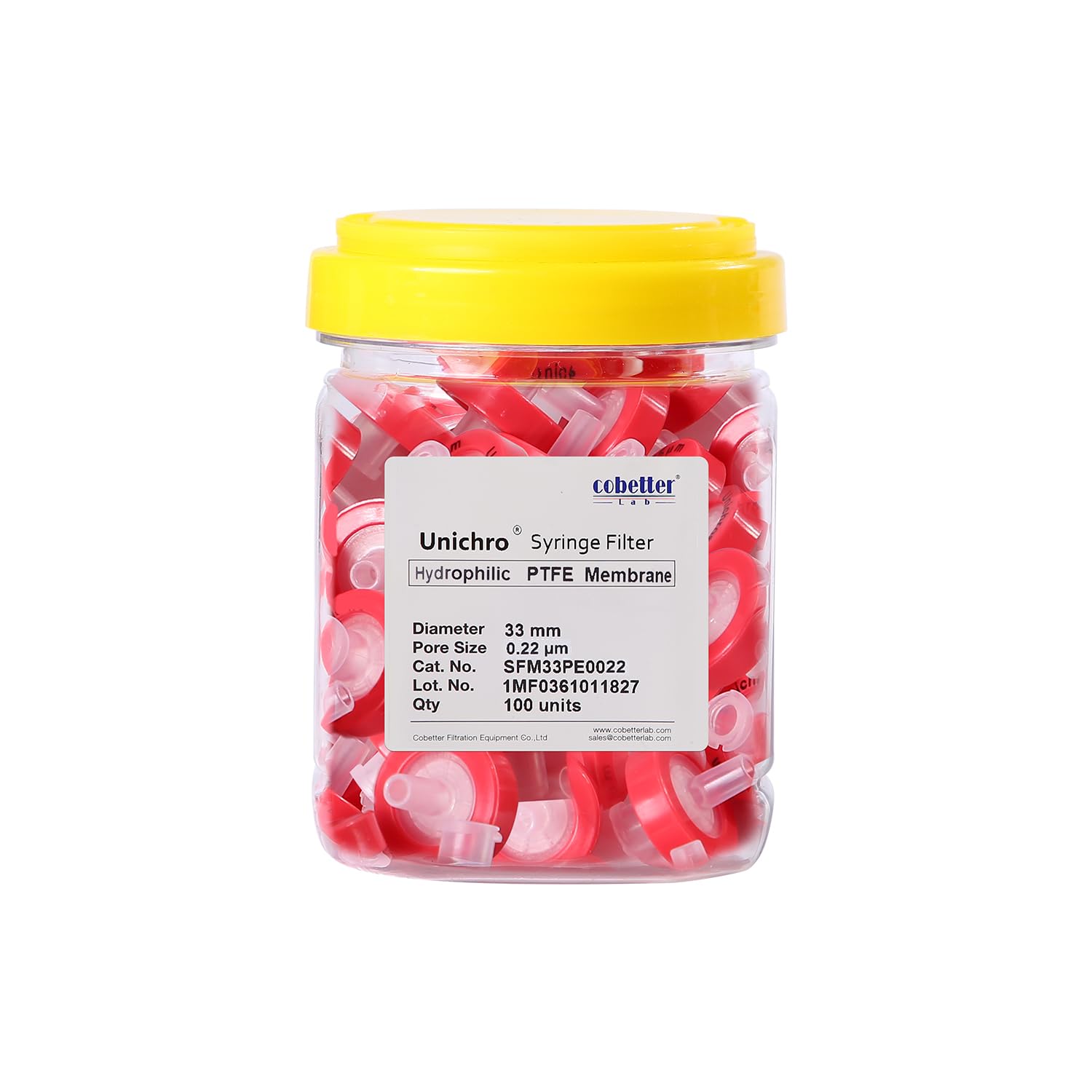 COBETTER 100 Pack Syringe Filter PTFE hydrophilic