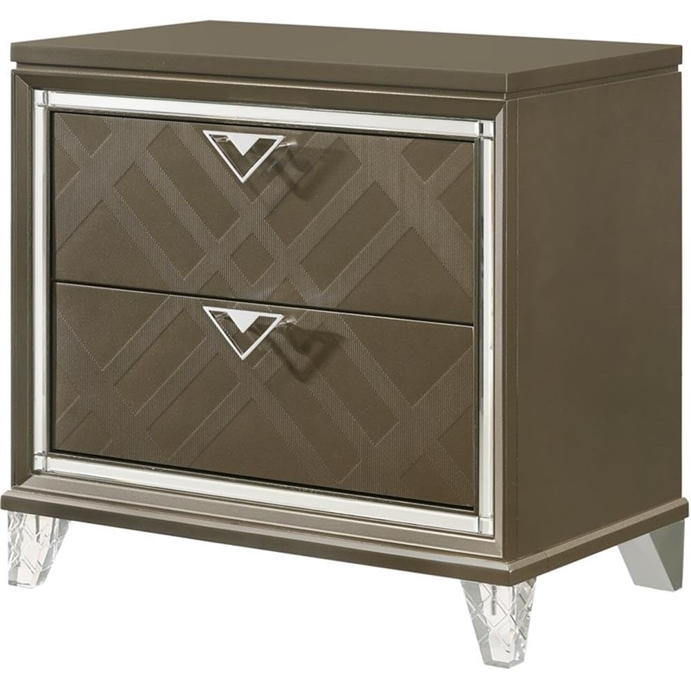 Photo 1 of *** minor damage**Acme Skylar Nightstand in Dark Champagne