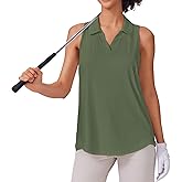 PINSPARK Womens Golf Shirt UPF 50+ Sleeveless Collared Shirts Quick Dry Tennis Polo V-Neck Racerback Athletic Workout Tank