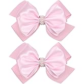 Zolyco Large Big 5 Inch Hair Bows for Girls Thick Ribbon Boutique Alligator Clips Hair Accessories for Baby Girls Toddlers Kids Teens 2 PCS (Pink)