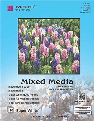 Mixed Media 100% Cotton Cardstock, 111lb/300g (cover), 20 Sheets, Off White