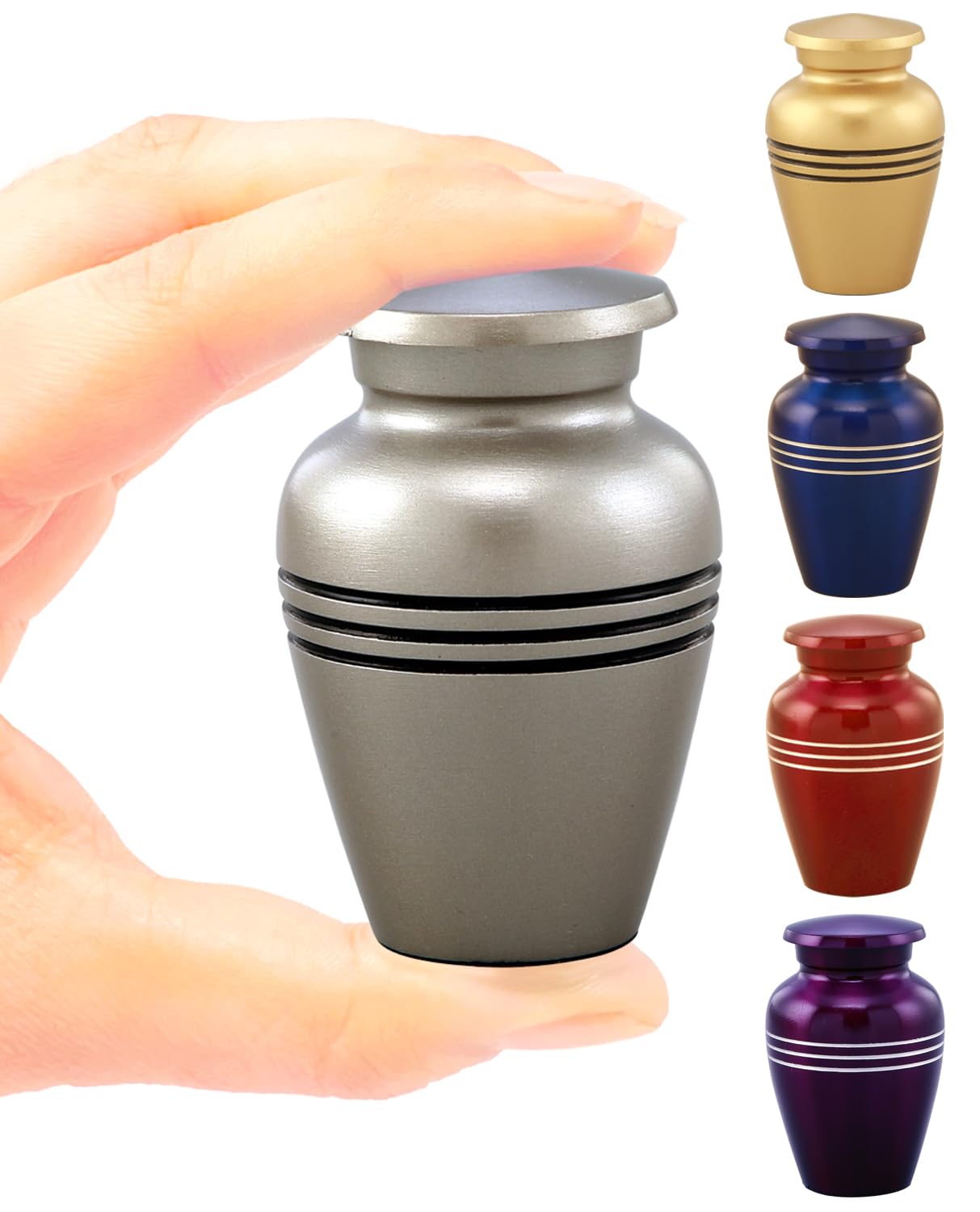 Immortal Memories Mini Keepsake Urn - Small Pewter Memorial Cremation Urn - Decorative Miniature Ash Holder for Human or Pet Ashes - Includes Velvet Bag — image 1
