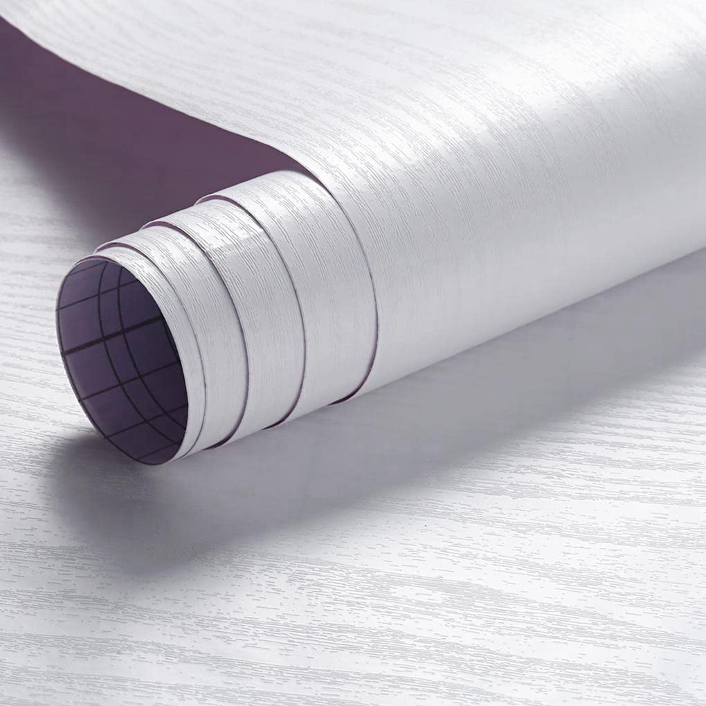 Photo 1 of Arthome Peel and Stick Wallpaper - White Wood Contact Paper - White Wallpaper - Self-Adhesive, Removable and Waterproof for Cabinet, Countertop (17"x393")