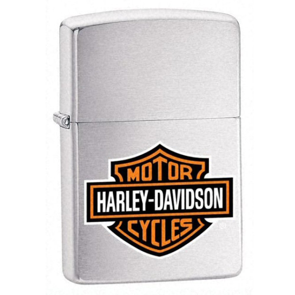 Harley-Davidson Zippo Lighter Colour Logo Brushed Chrome