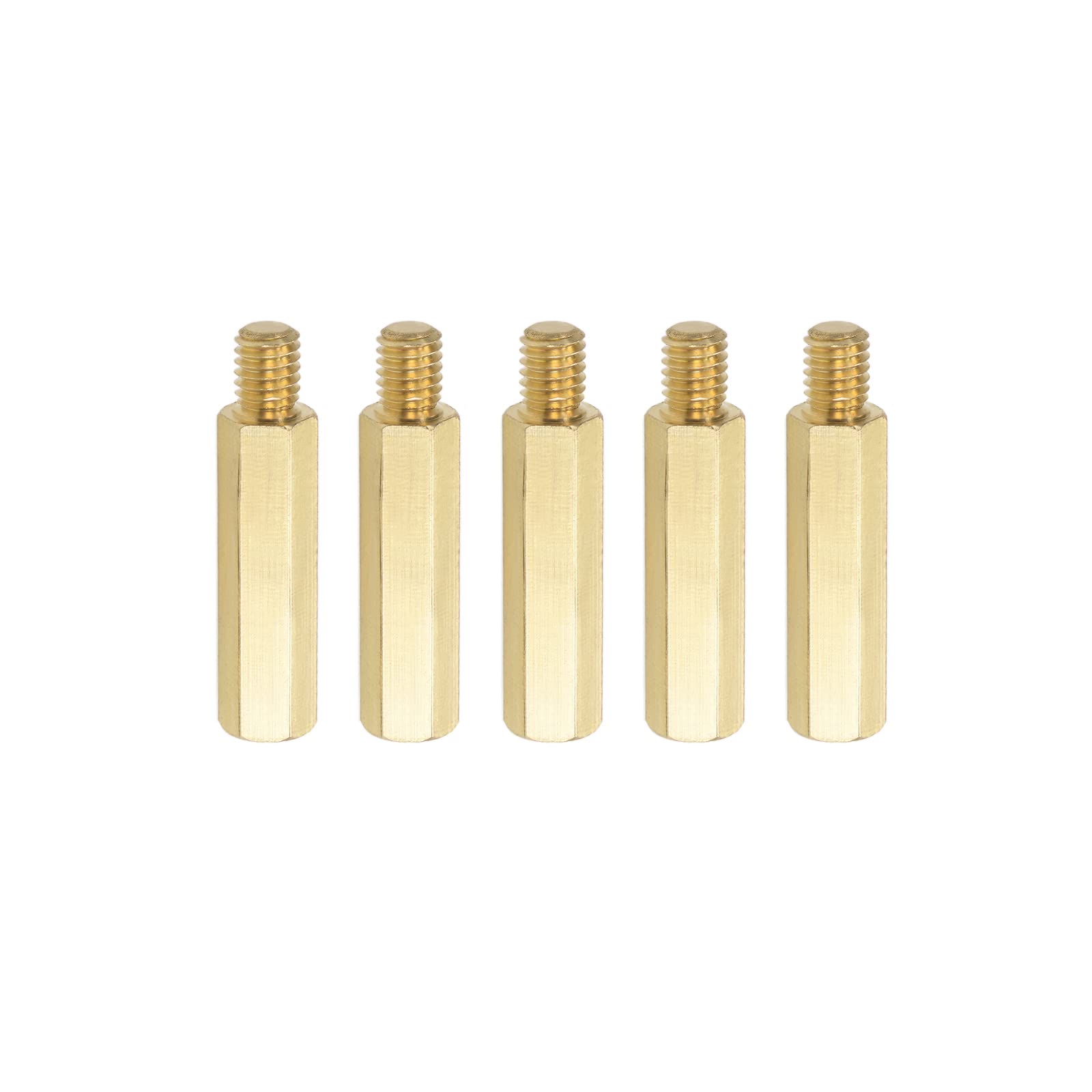 YOKIVE 5 Pcs M6 Standoff Screws, Brass Hex PCB Standoffs, Keep Height Consistent, Great for Motherboard (Gold Tone, 30mm+8mm)