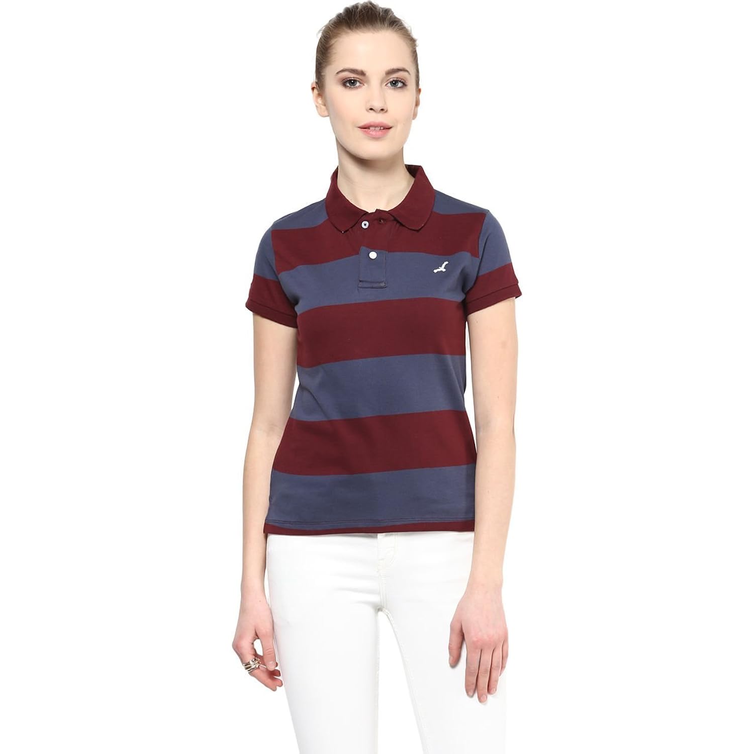 american crew women's cotton blend polo t-shirt