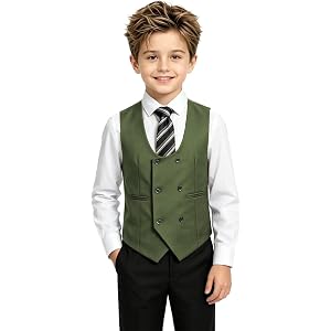 Mvvolck Boys Vest for Kids Sleeveless Dress Waistcoat Slim Fit Tuxedo Waistcoat Wedding Outfit Vest