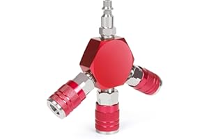 Milosline Quick Connect Fittings Air Splitter, 1/4 Inch NPT 3-Way Air Manifold With 3 Pieces Industrial Quick 1/4NPT Couplers And Plug, Hex Style Air Compressor Hose Accessories Connect Fitting