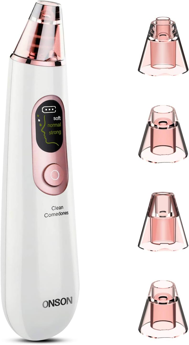 Upgrade Blackhead Remover Vacuum,ONSON Pore Vacuum Facial Pore Cleanser Electric Acne Comedone Extractor Kit with 4 Adjustable Suction Force for All Skin (Wire Charging)