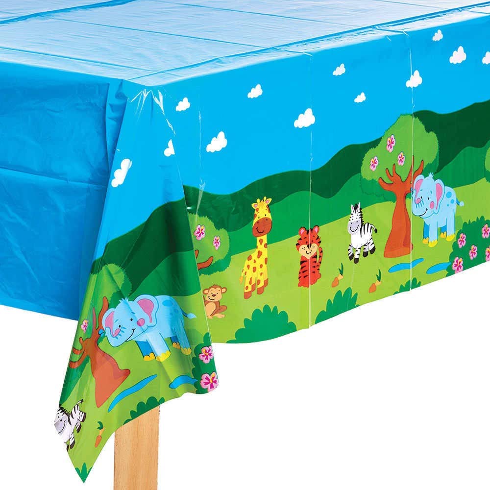 Baker Ross FX104 Jungle Chums Party Table Cover - Pack of 1 Cover, Kids Party Decorations and Birthday Tableware, Jungle Chums Party Table Cover