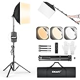 EMART Softbox Lighting Kit, 16"X16" Soft Box | 3000K-6000K 85W LED Bulbs with Remote | 65" Tripod, Professional Softbox Photo
