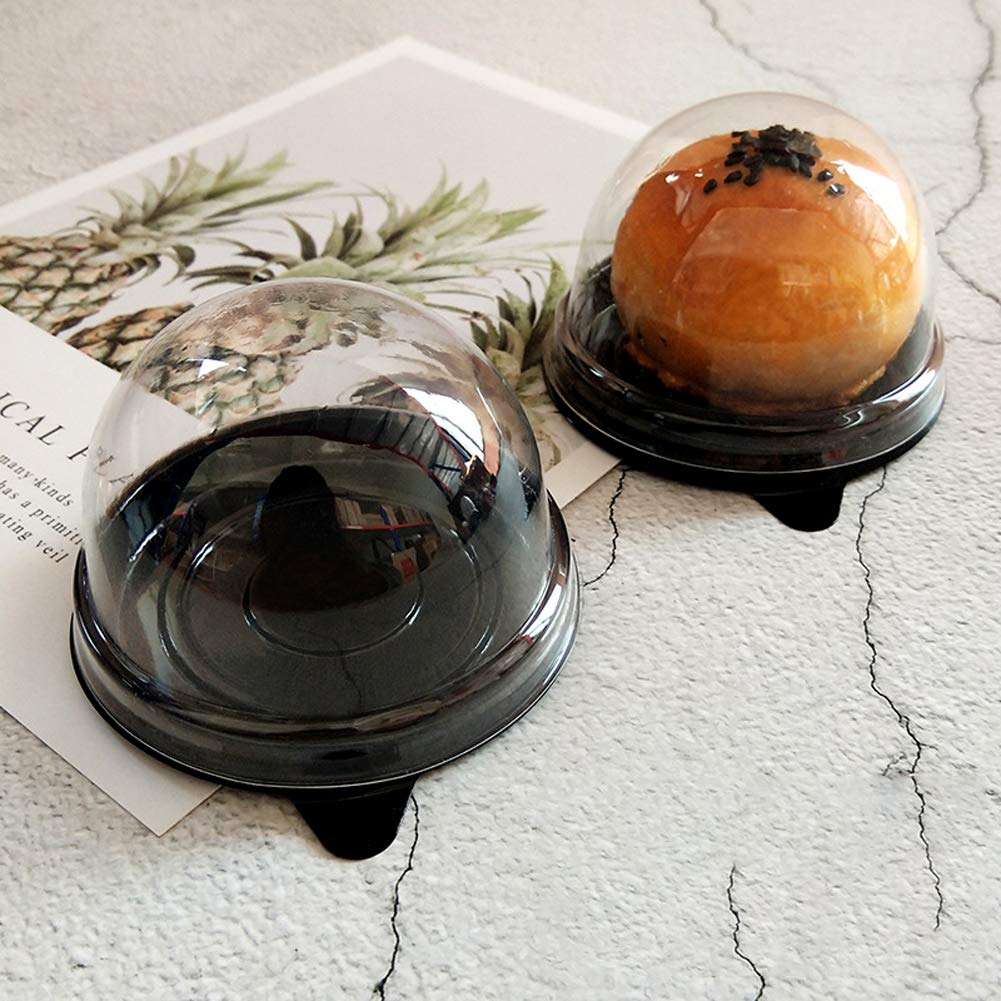 ITODA 50 Pcs Mini Cupcake Boxes Gold Black Cake Packing Boxes Single Cup Cake Dome Box Cupcake Muffin Cookies Holders Mini Cake Box for Muffin Mooncake Cake Macaron