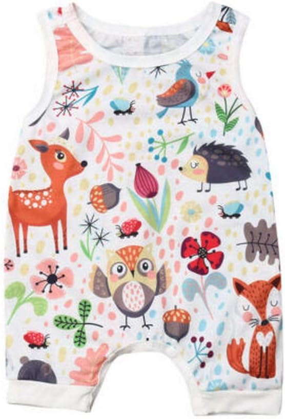 Newborn Infant Kid Baby Girl Animal Sleeveless Romper Jumpsuit Outfits Clothes