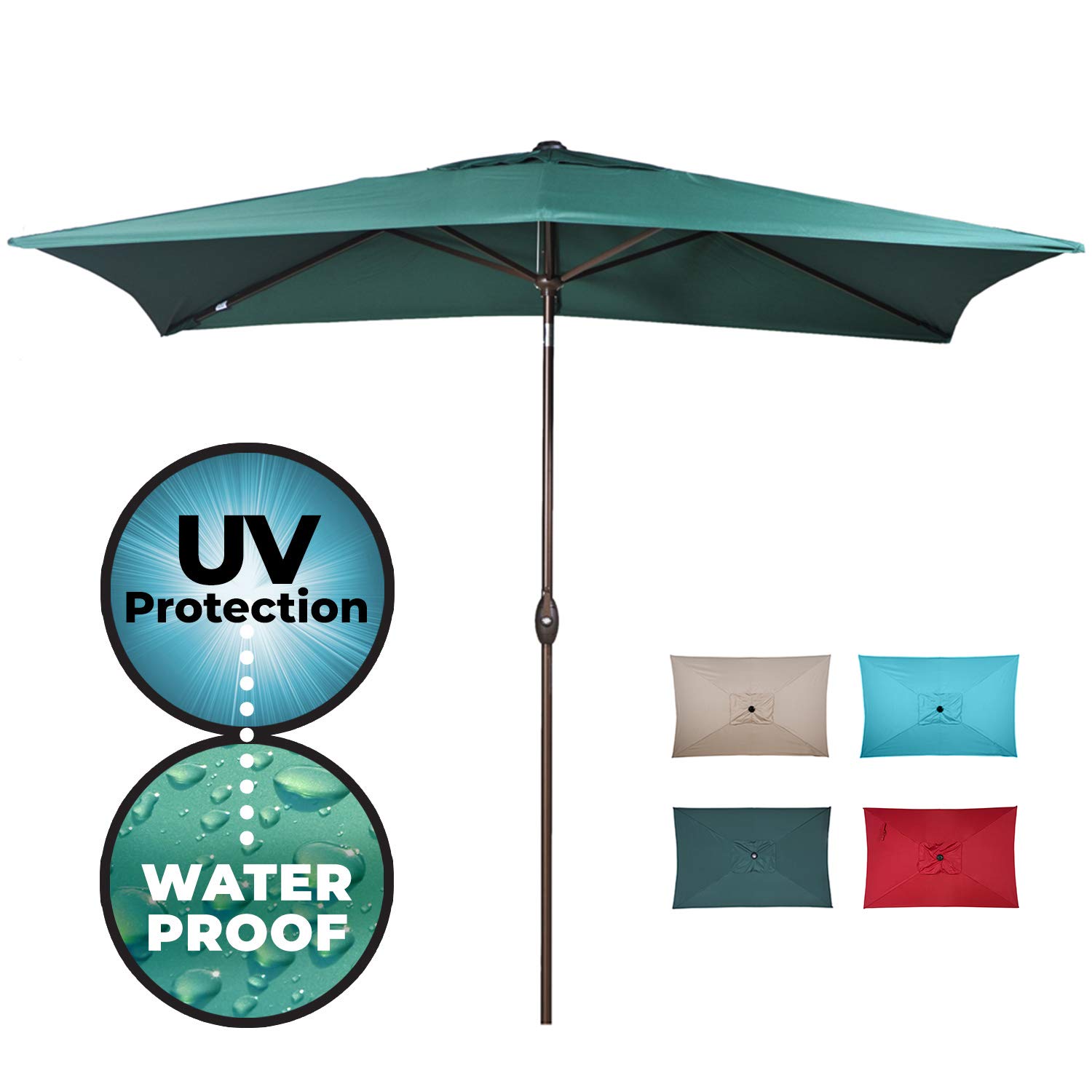 6 6 By 9 8 Ft Turquoise Abba Patio Rectangular Patio Umbrella Outdoor Market Table Umbrella With Push Button Tilt And Crank Umbrellas