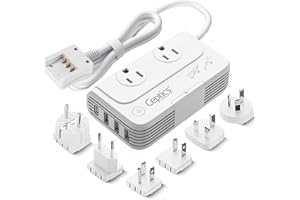 Travel Voltage Converter, Ceptics 230W Convert 220V to 110V for Curling Iron, Straightener, Chargers, Step Down World Power P