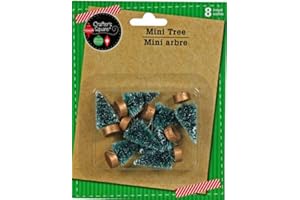 CRAFTERS SQUARE Mini Pine Frosted Christmas Trees for Crafts - 8 Ct./1.625" Tall