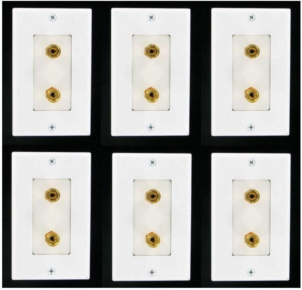 6 Single Speaker Wall Plates With Gold Plated Posts