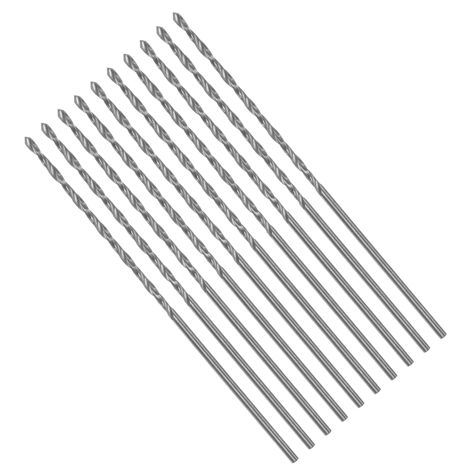 CoCud Long Twist Drill Bits, 1.3mm Cutting Diameter 0.05" Shank 1.18" Blade Length, High-Speed Steel Jobber Bit Set (Applications: for Metal Wood Plastic), 10-Pieces