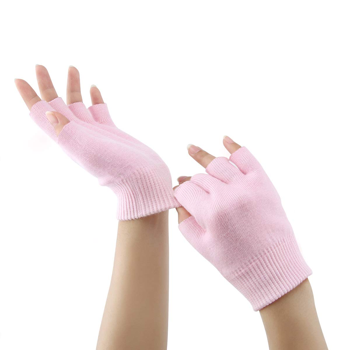 YOTURO Moisturizing Gloves-Fingerless Women's Gel Moisturizing Spa Gloves, Day Night Instantly Repair Eczema Dry Rough and Cracked Hands (Pink) : Beauty