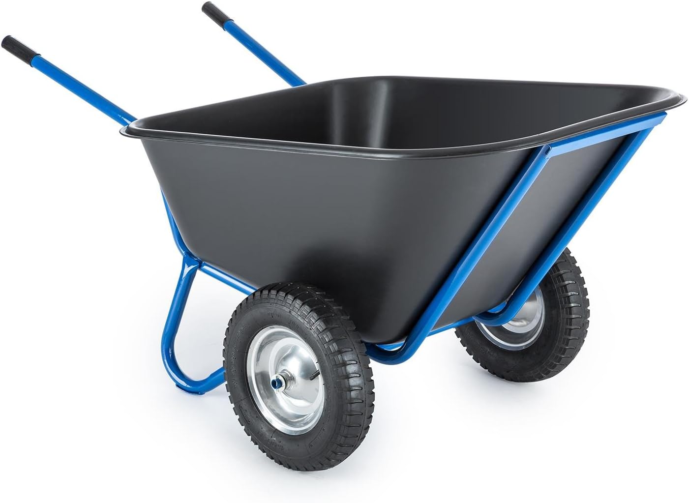 Waldbeck Colossus Wheelbarrow - Barn Barrow, Extra-Large, 300 Litres, 350 Kg, 2 Wheels, Leightweight, Shadder-Resistant Tray made of PVC, Dirt and Weather Resistant, Non-Slip Grips, Blue