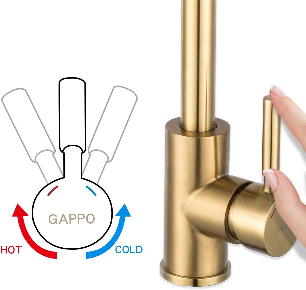 Bar Kitchen Sink Faucet Brushed Gold GAPPO Lead Free Single Handle Bathroom Faucet Prep Kitchen Faucet in Stainless - - 