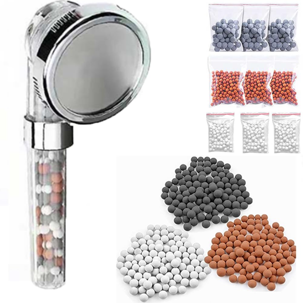 Mineral Balls Negative Ion Replacement Bio-Active Stone Packs Ionic Shower Head Beads Ion Mineral Ball for Stone Shower Head Hard Water Softening Filtration Impurities and Hard Water (9)
