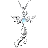 YAFEINI Moonstone Phoenix Pendant Necklace 925 Sterling Silver Jewelry Gifts for Women Mom (Moonstone)