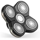 Skull Shaver Baron Replacement Shaver 5-Head Blade, Smooth Wet &amp; Dry Shave | Shaver Head Blade with a Flexible 5-Head Design &amp; Quick-Twist Lock for Wet &amp; Dry Use, Fits Pitbull &amp; Butterfly Kiss shavers