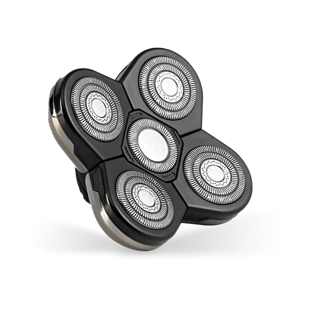 Skull Shaver Baron 5 Head Replacement Blade - for Pitbull, Palm & Butterfly Kiss Shavers - Ideal for Sensitive Skin - Smooth & Precise Shaves