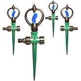 TSBSHum 4PCS Sprinklers for Yard,Water Sprinkler for Lawn,360 Degrees Automated Rotating Watering,Made of ABS Crack Resistant Material,for Gardens,Lawns,Yards and Irrigation System（Green）