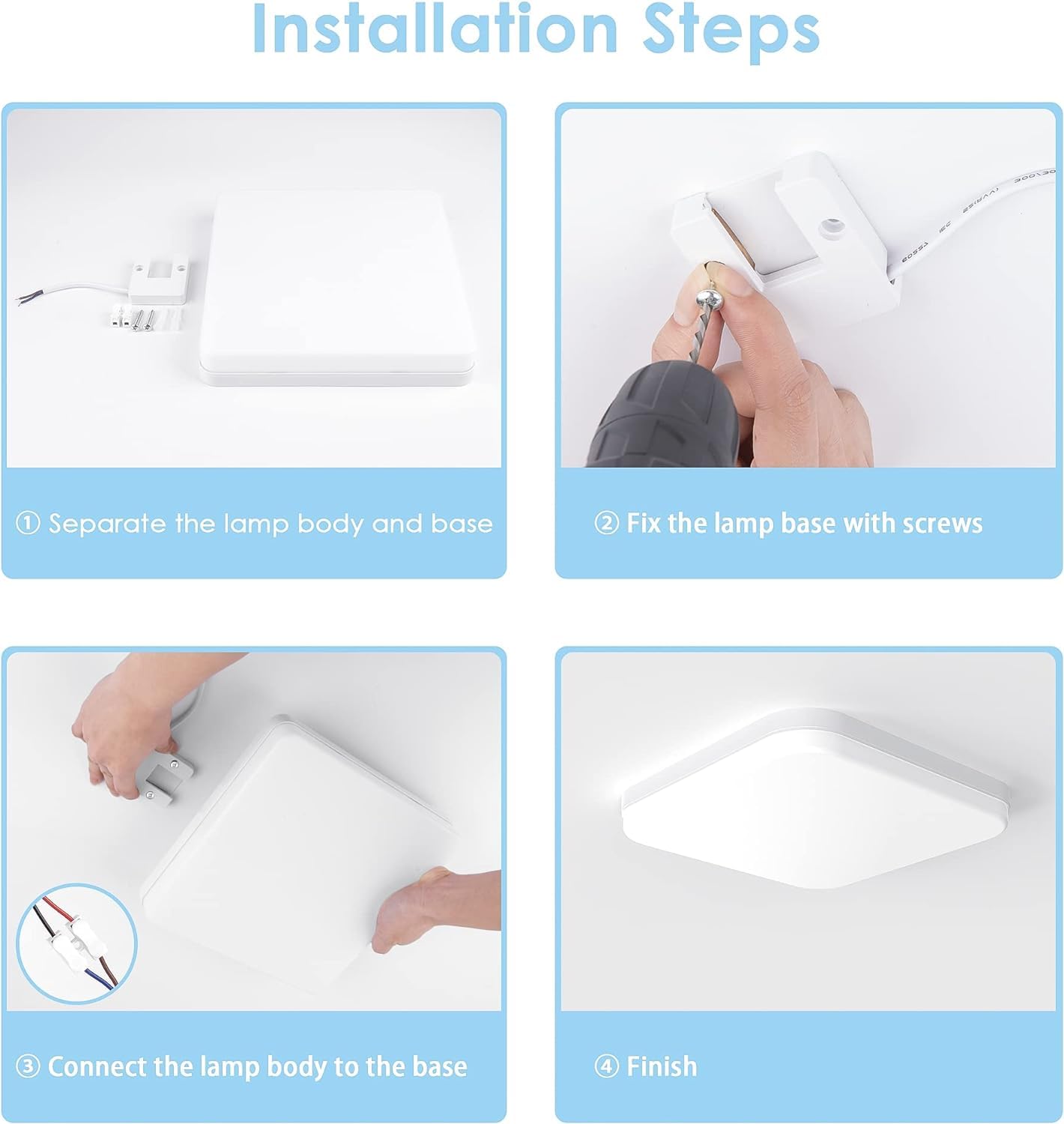 EASY EAGLE LED Deckenleuchte Quadrat: 6500K Deckenlampe LED - IP44 Decke Lampe Panel für Küche Badezimmer Wohnzimmer Keller Flur 23CM 36W （ Pack of 2 5