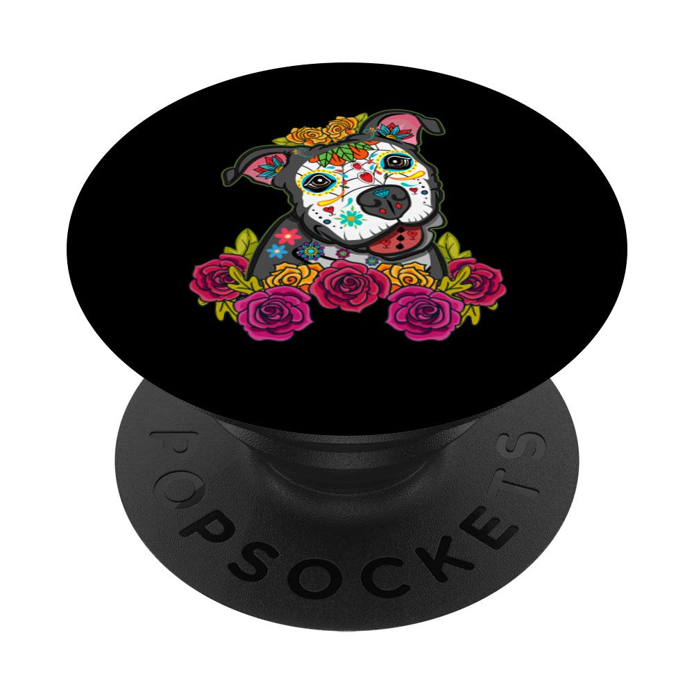 calaveras de azúcar pitbull dia de los muertos perros dog PopSockets Grip and Stand for Phones and Tablets