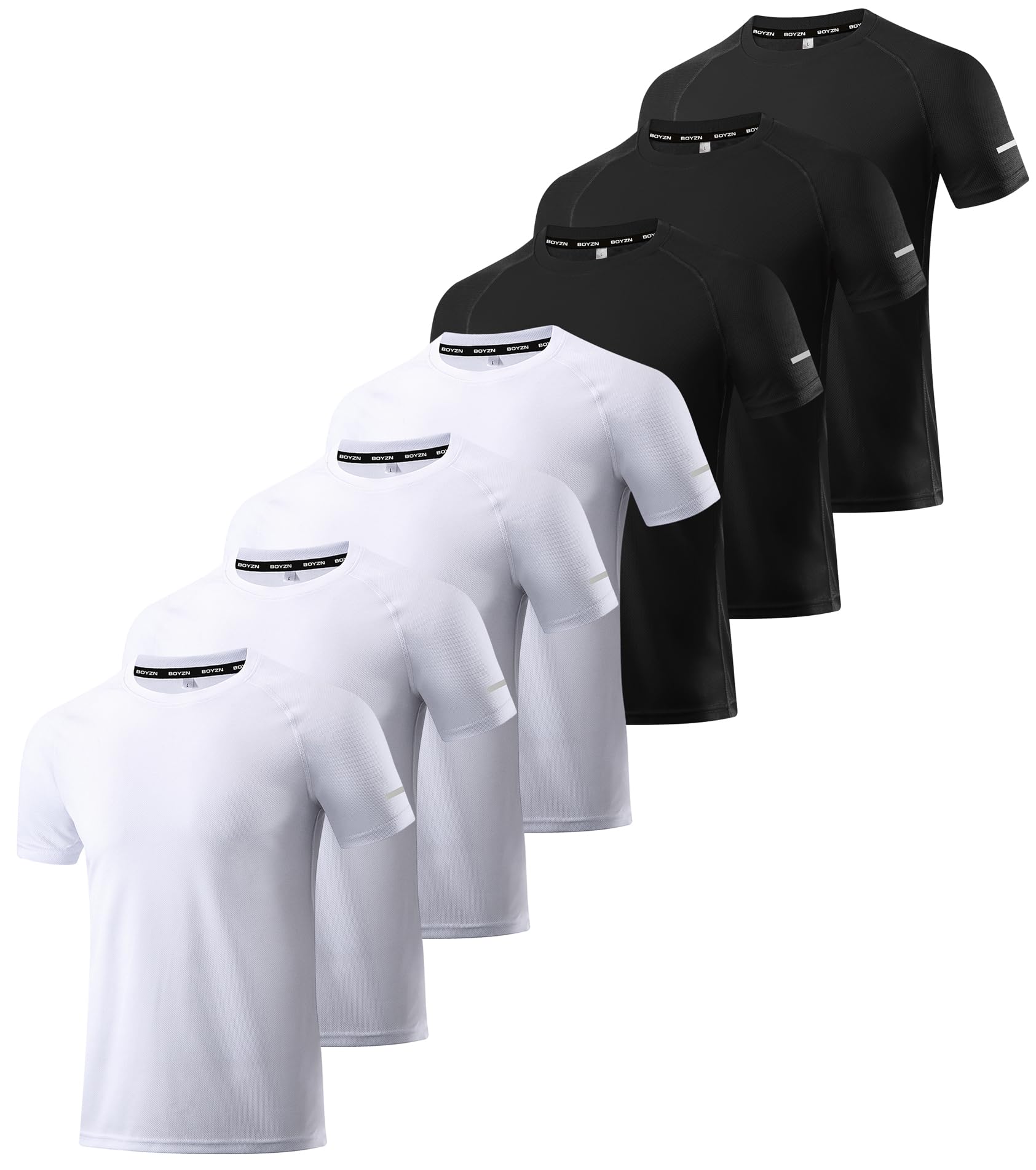 Photo 1 of Boyzn 7 Packs Workout Shirts for Men - Activewear Tops Gym Shirts Dry Fit Mesh Running Fitness Short Sleeve Crewneck Sports Athletic T-Shirt Tops 7P03-M