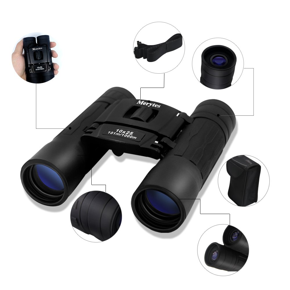 Powerful Compact Binoculars 10x25 By Merytes Heavy Duty FREE
