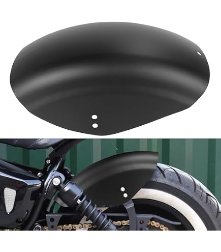 6.1" Gloss Black Short Motorcycle Rear Fender – Stainless Steel, Pre-Drilled For Harley Bobber Chopper