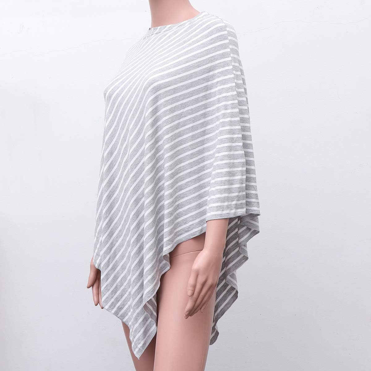 NUOBESTY Baby Cover Poncho Striped Triangle Breastfeeding Scarf Shopping Cart Cover Stroller Cover Canopy Protection Blanket (Gray) - Image 4