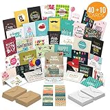 MPFY- Birthday Card, Birthday Cards, Pack of 40 Unique Designs with Envelopes, Bonus 10 Gift Cards, Birthday Cards Assortment, Happy Birthday Card, Birthday Cards Bulk, Blank Inside, Employee, Kids