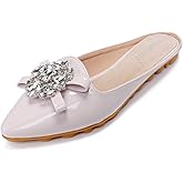 VYKF Mules for Women Flats Comfortable Slip on Backless Loafers Closed Toe Slides Women's Pointed Toe Mules Shoes