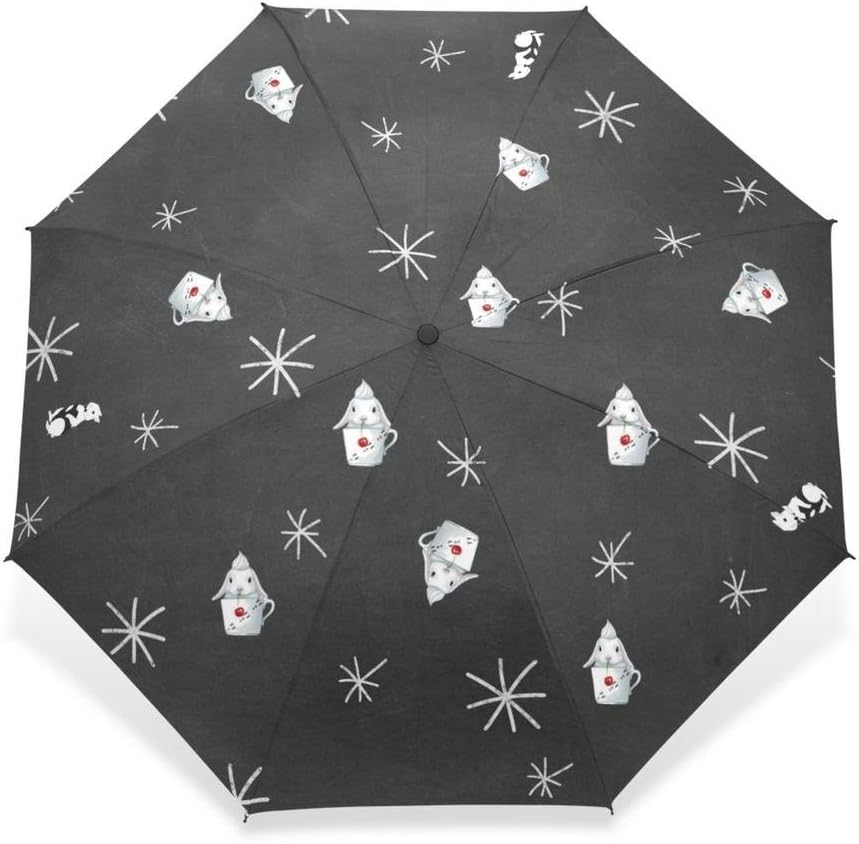 EnnE Snowflake Umbrella Rain Windproof Compact Foldable