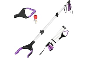 VAWINPULO Reacher Grabber Tool, 43.5" Foldable Grabber Reacher, Aid Reaching Assist Tool, Trash Picker Upper Grabber, Long Arm Extender for Elderly (Purple)