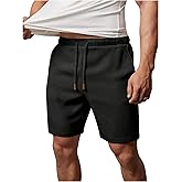 OYOANGLE Men's Drawstring Waist Straight Leg Shorts Summer Casual Shorts with Pockets