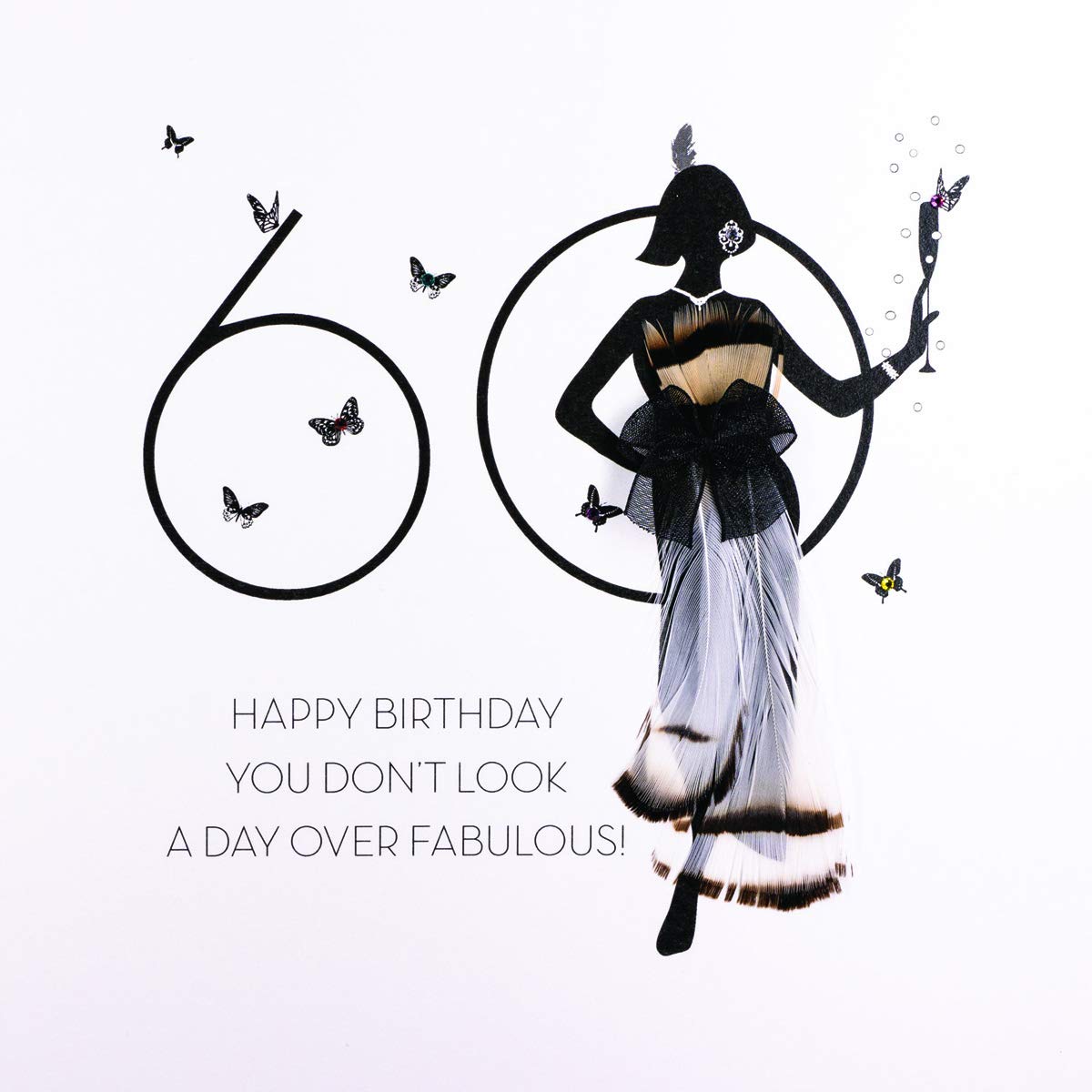 You Don't Look a Day Over Fabulous - Quality Handmade 60th Birthday Card / FOF18