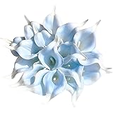 ONLY ART 20Pcs Artificial Calla Lily Flowers with Soft Latex for Home & Kitchen Decoration (Sky Blue)