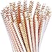 YouShop Biodegradable Paper Straws 100-Pack - Gold, Rose Gold, Silver Drinking Straws for Bridal Shower, Baby Shower, Birthday, Wedding Decorations, Parties