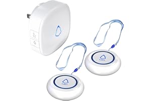 METAK Caregiver Pager Wireless Call Button for Elderly/Senior at Home, 1 Receiver + 2 Button, Medical Life Alert Necklace System, Emergency Bell Fall Monitor Devices for Patients, Disabled, Nurses