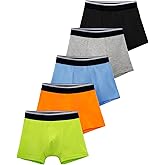 TIICHOO Washable Nighttime Underwear for Boys Leakproof Boxer Briefs 5 Pack(X-Large, Black/Light Gray/Azure/Bold Orange/Green)