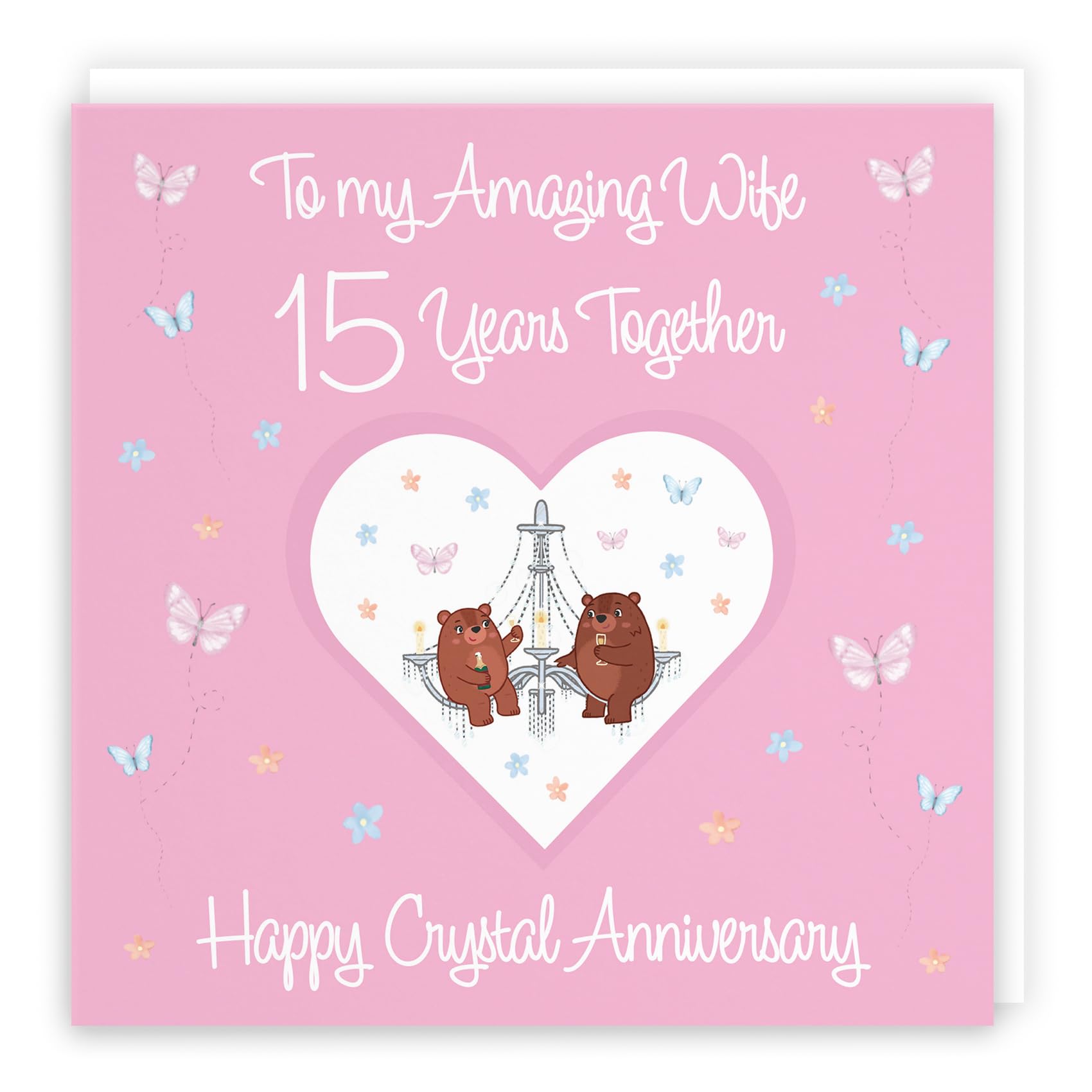 Hunts England - Wife 15th Anniversary Card - 15 Years - Crystal Anniversary - Romantic Meadows - Fun Card - Fifteenth Anniversary Card For Wife — image 1
